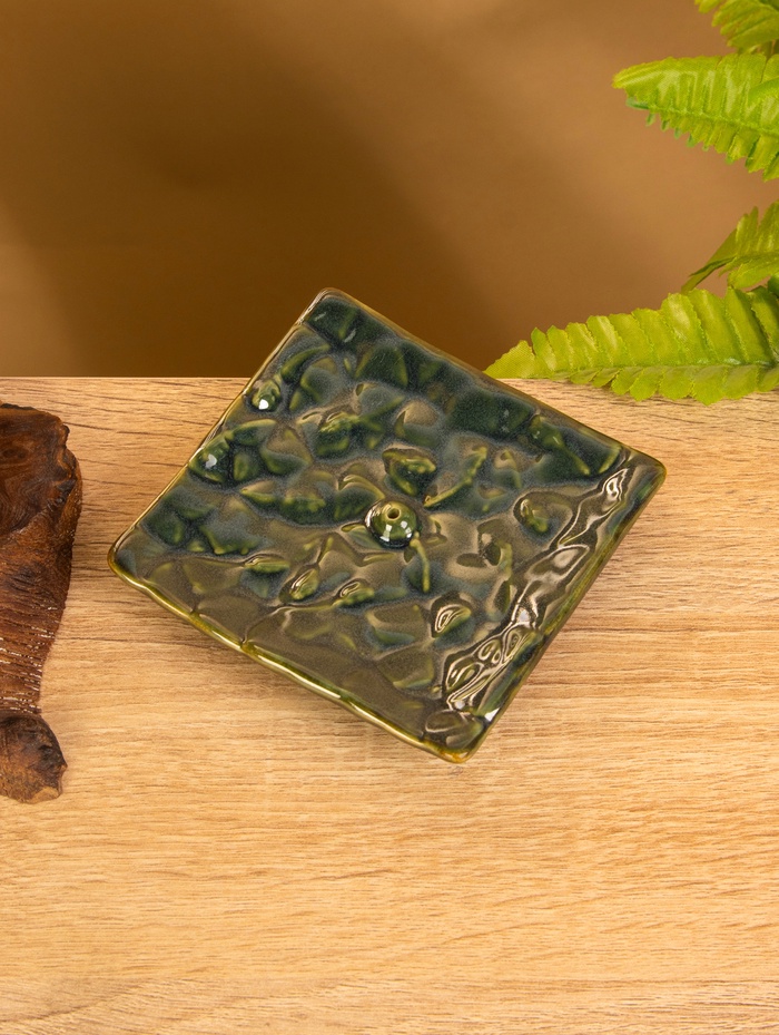 Подставка под благовония «Листва» керамика, 10×10×2 см, керамика, зелёная - Фото 1