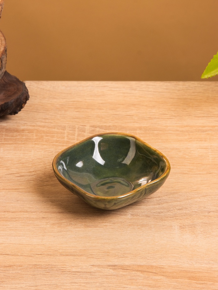 Соусник «Органика», 7.5×7.5×3 см, керамика, зелёный - Фото 1