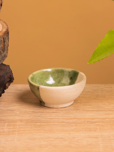 Соусник, 4×4×2 см, керамика, бежево-зелёный