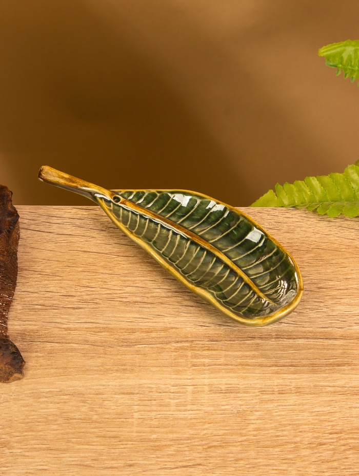 Подставка под благовония «Дендрарий», 14×4×1 см, керамика, зелёно-коричневая