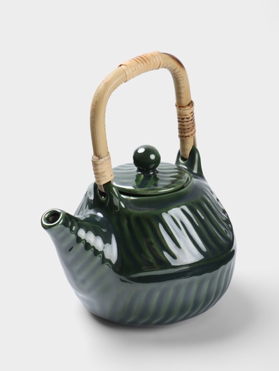 Набор чайный «Флора 2», чайник, 2 кружки, 27×26×16 см, керамика, зелёный