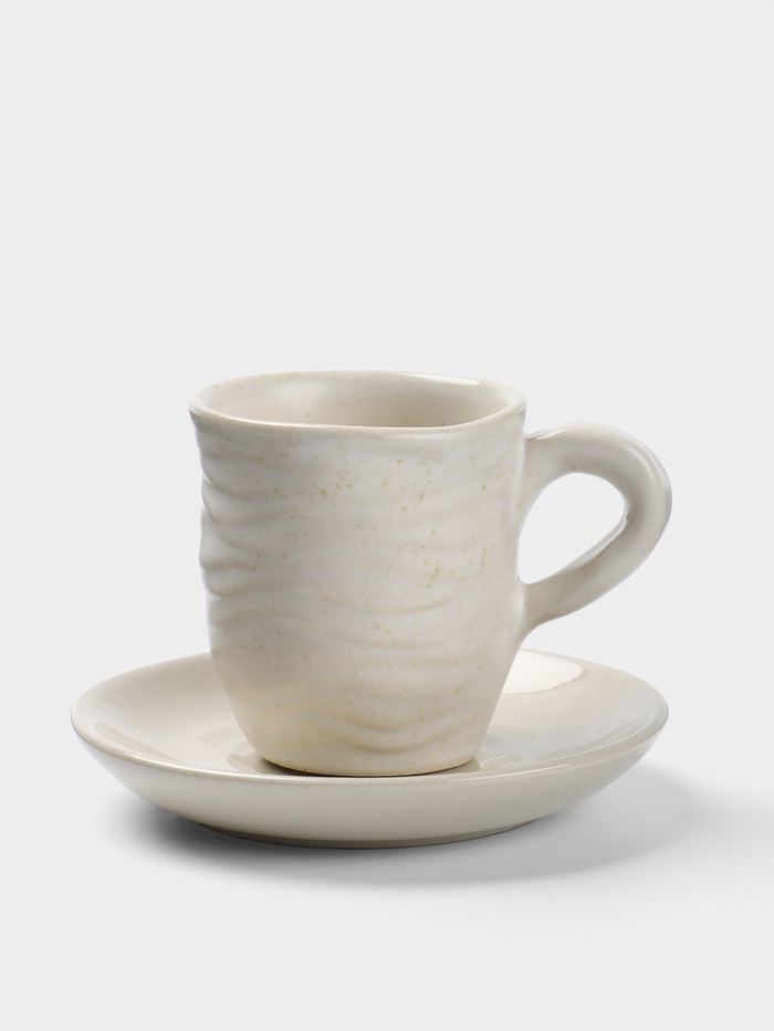 Чашка с блюдцем «Камень 2», 13×13×10 см, керамика, бежевая в крошку
