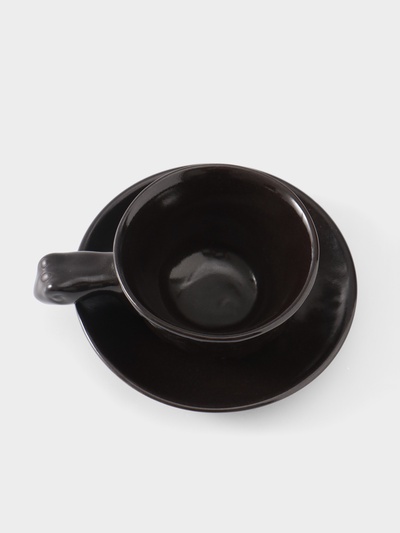 Чашка с блюдцем «Черепашка», 13×13×7 см, керамика, тёмно-коричневая