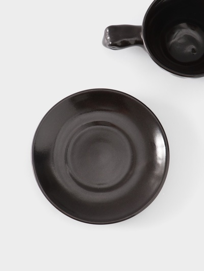 Чашка с блюдцем «Черепашка», 13×13×7 см, керамика, тёмно-коричневая