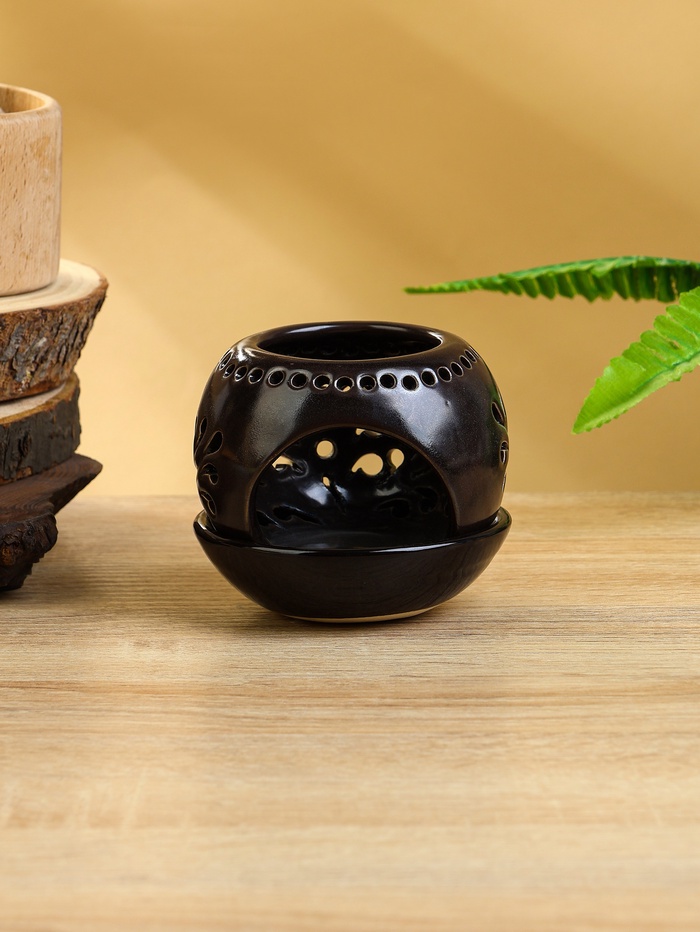 Подсвечник «Магнолия», 10×10×9 см, керамика, тёмно-коричневый - Фото 1