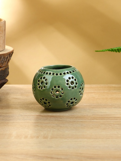 Подсвечник «Шар», 9×9×8 см, керамика, салатовый
