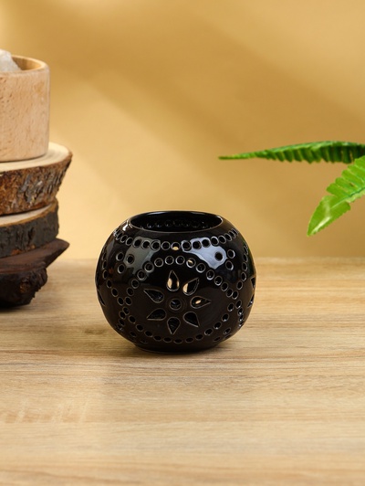 Подсвечник «Шар», 9×9×8 см, керамика, тёмно-коричневый