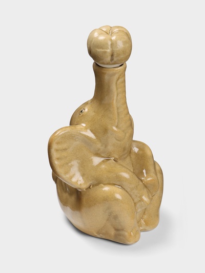 Сосуд для масла «Слон», 9×9×14 см, керамика, бежевый