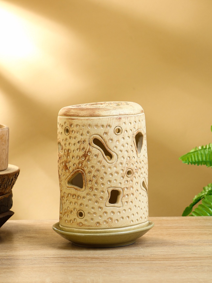 Подсвечник «Муравейник», 13×13×18 см, керамика, бежевый