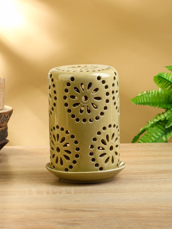 Подсвечник «Цветочный узор», 13×13×18 см, керамика