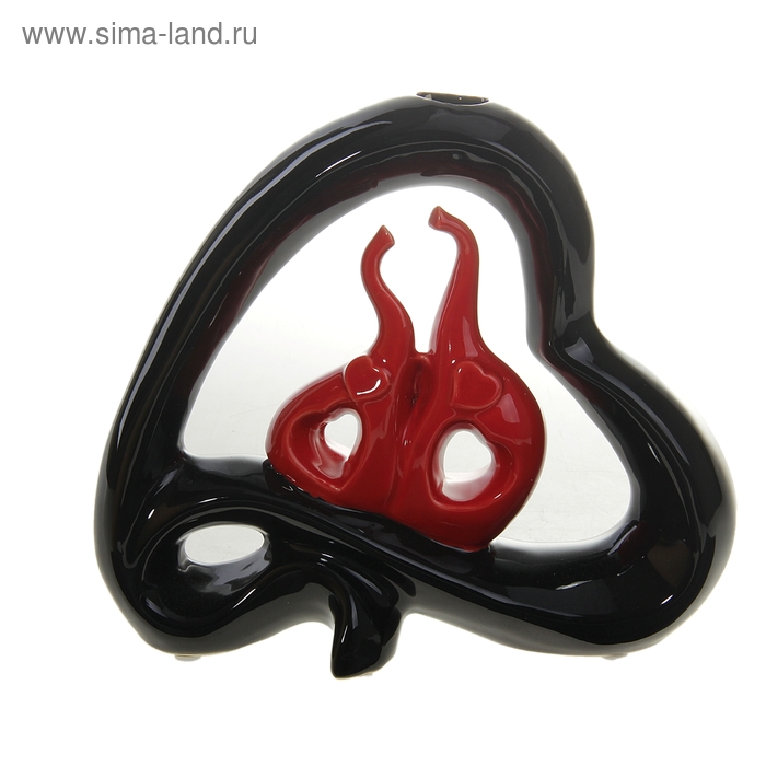 ваза керамика абстракция красн/черная слоники 20*23 см - Фото 1