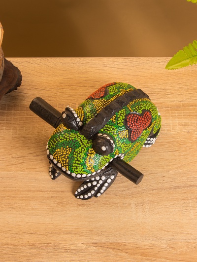 Сувенирный музыкальный инструмент Трещотка "Лягушка" албезия, 16х8х8 см