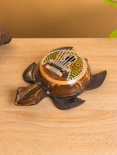 Сувенирный музыкальный инструмент Калимба «Черепаха», 18×24×6 см, албезия, кокос