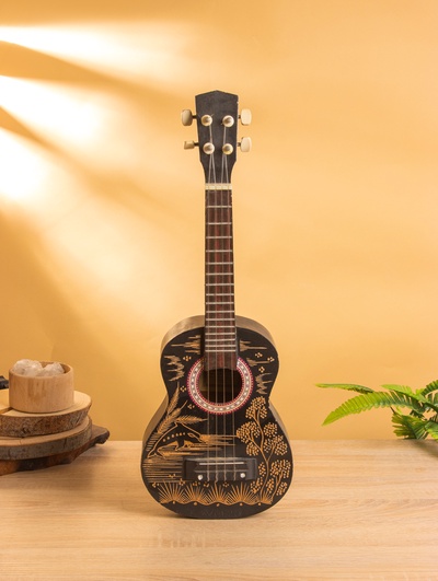 Сувенирный музыкальный инструмент Укулеле «Дельфины», 58 см, махагон, дерево