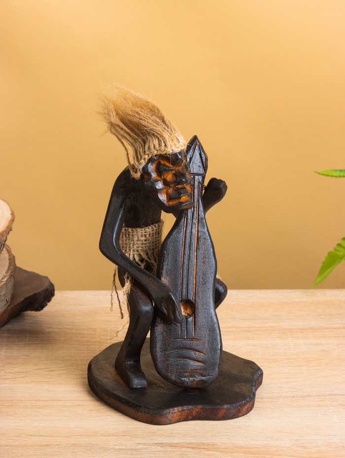 Сувенир «Абориген с контрабасом», 12×11×18 см, дерево