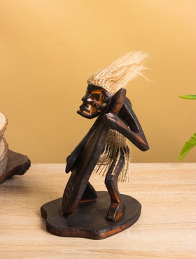 Сувенир «Абориген с контрабасом», 12×11×18 см, дерево