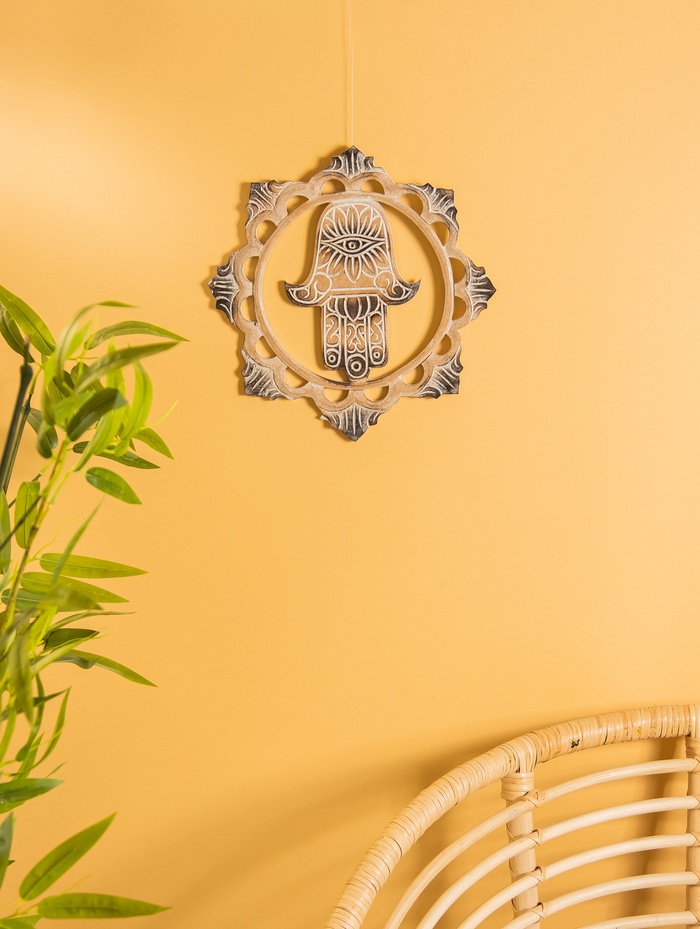 Панно «Хамса», 30×30×1 см, МДФ, чёрно-бежевое - Фото 1