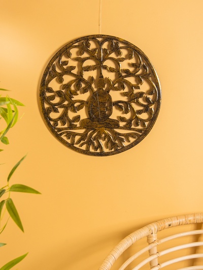 Панно « Медитация», 40×40×1 см, МДФ, золото, чёрное