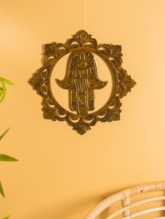 Панно «Хамса», 40×40×1 см, МДФ, золото, чёрное