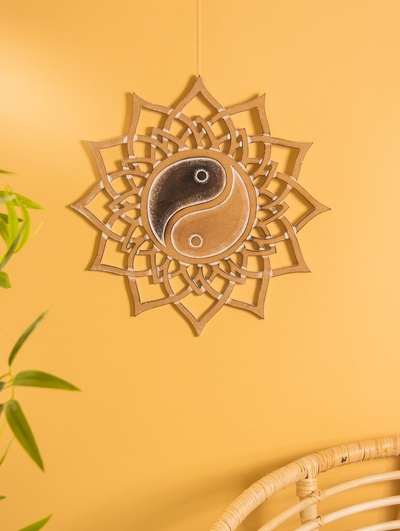 Панно «Инь Янь», 40×40×1 см, МДФ, бежево-чёрное