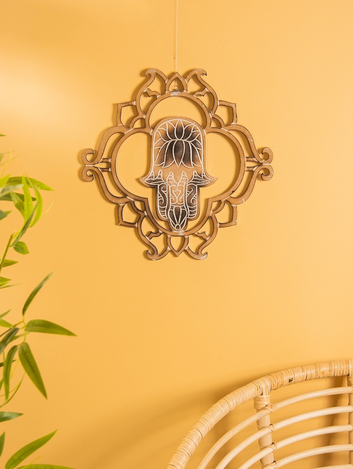 Панно «Хамса», 40×40×1 см, МДФ, коричнево-белое