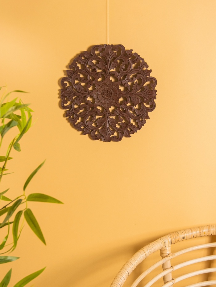 Панно «Цветочный орнамент», 30×30×1 см, коричневое - Фото 1