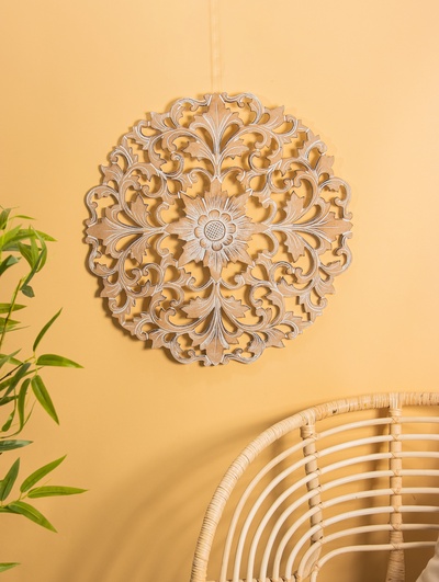 Панно «Цветочный орнамент», 60×60×1 см, МДФ, бежево-белое