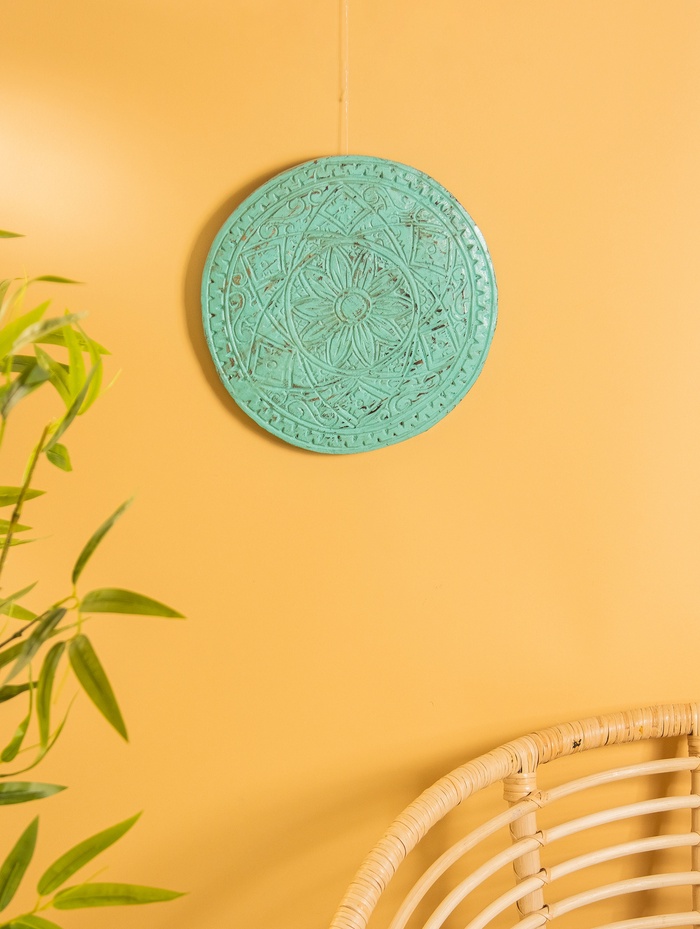 Панно « Мандала», 30×30×2 см, дерево, бирюзовое