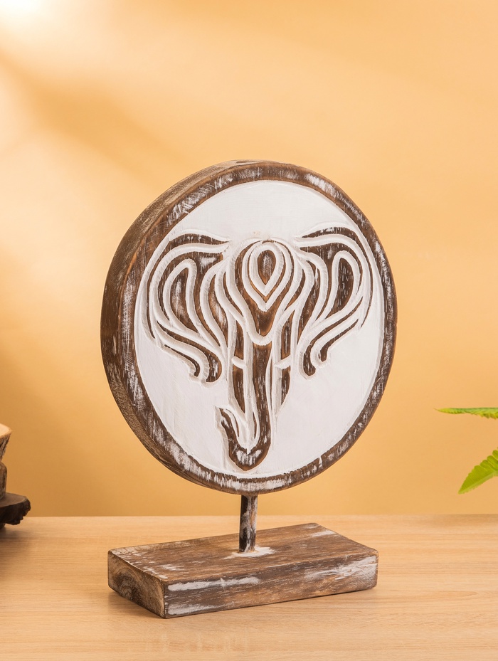 Сувенир на подставке «Голова слона», 25×10×32 см, дерево