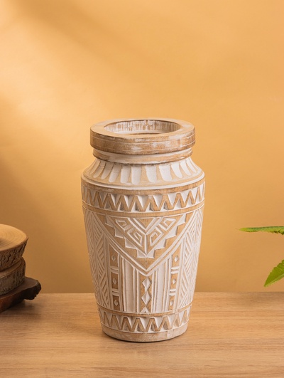 Ваза интерьерная, 15×15×25 см, дерево