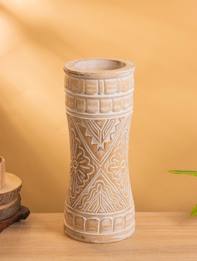 Ваза интерьерная, 15×15×35 см, дерево