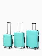 Чемодан на колёсах маленький 68 л (М), на молнии, кодовый замок, 4 колеса, бирюзовый - фото 42823588