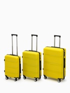 Чемодан на колёсах маленький 44 л (S), на молнии, кодовый замок, 4 колеса, жёлтый - Фото 11