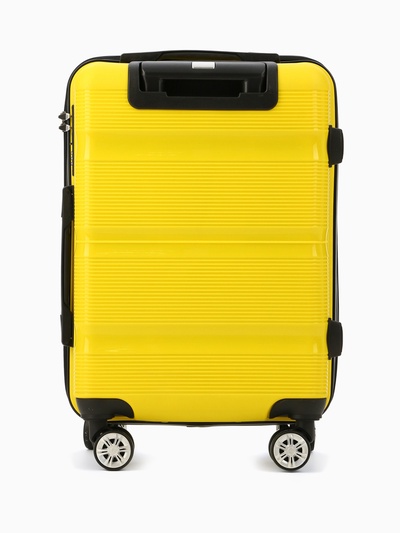 Чемодан на колёсах маленький 44 л (S), на молнии, кодовый замок, 4 колеса, жёлтый