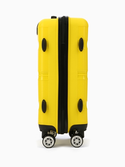 Чемодан на колёсах маленький 44 л (S), на молнии, кодовый замок, 4 колеса, жёлтый