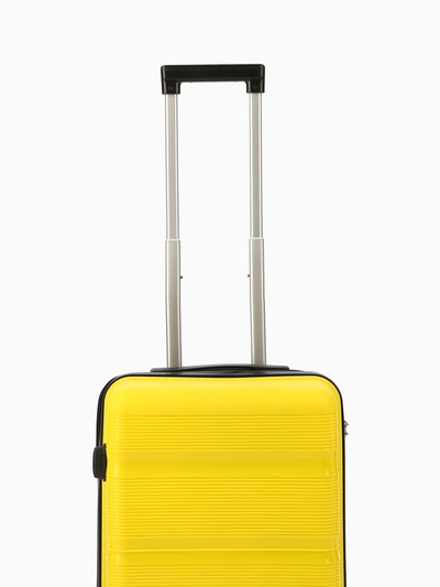 Чемодан на колёсах маленький 44 л (S), на молнии, кодовый замок, 4 колеса, жёлтый