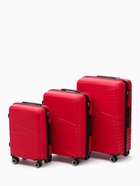 Чемодан на колёсах большой 111 л (L), на молнии, кодовый замок, 4 колеса, алый - Фото 12