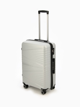 Чемодан на колёсах средний 75 л (М), на молнии, кодовый замок, 4 колеса, светло-серый