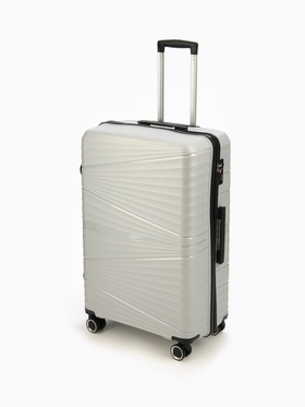 Чемодан на колёсах большой 111 л (L), на молнии, кодовый замок, 4 колеса, светло-серый