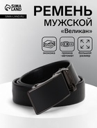 Ремень мужской «Великан» для полных, ширина 3.5 см, пряжка автомат, чёрный - Фото 1