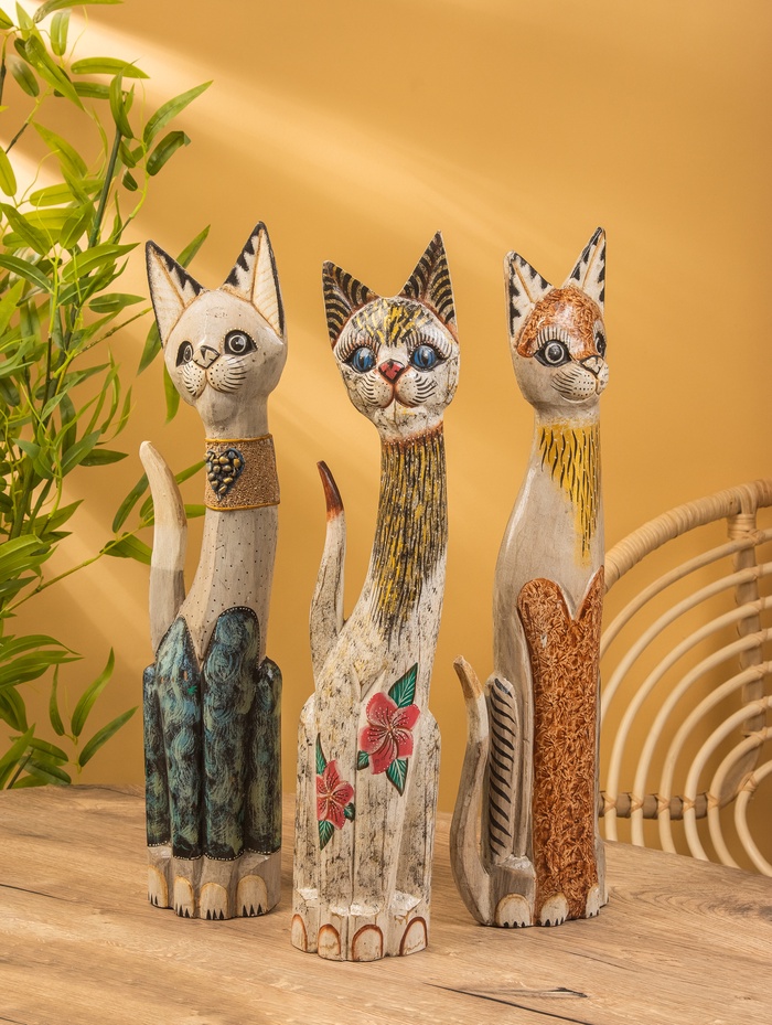 Сувенир «Кошка», 60×14×6 см, дерево, МИКС