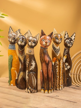 Сувенир «Кошка», 60×14×6 см, дерево, коричневый, МИКС