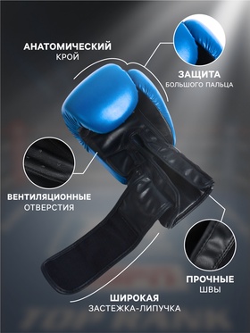 Боксерские перчатки FIGHT EMPIRE, B8102, размер 10 oz, синие