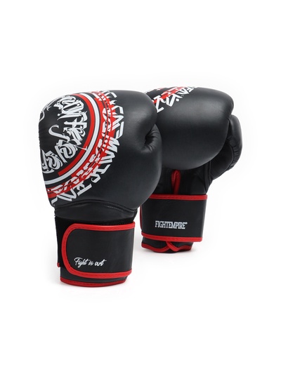 Боксерские перчатки FIGHT EMPIRE, ART, размер 10 oz, натуральная кожа, чёрные