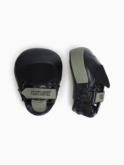 Лапы боксёрские изогнутые FIGHT EMPIRE, GEL-TECH, ПУ, пара, чёрный, зелёный