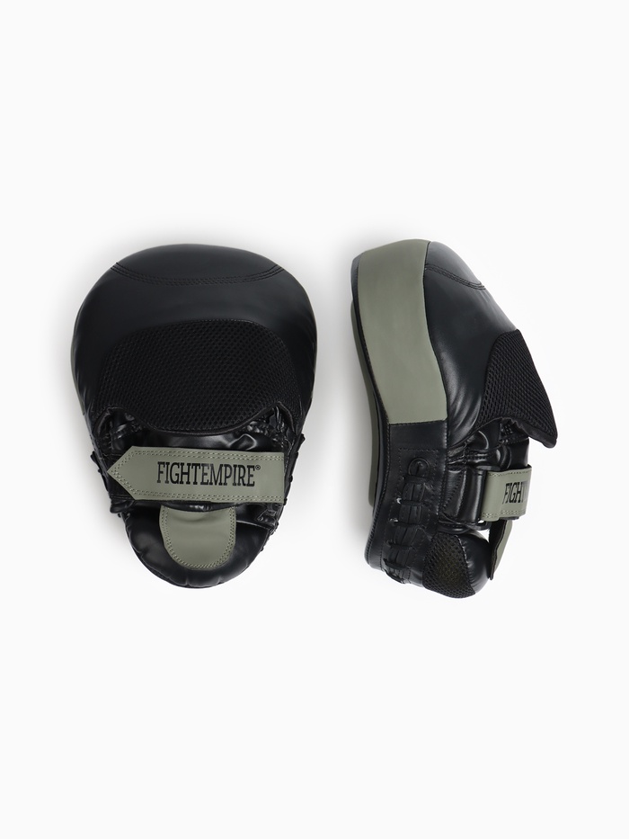 Лапы боксёрские изогнутые FIGHT EMPIRE, GEL-TECH, ПУ, пара, чёрный, зелёный - Фото 1