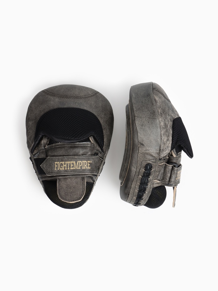Лапы боксёрские изогнутые FIGHT EMPIRE, VINTAGE, натуральная кожа, пара, серые - Фото 1
