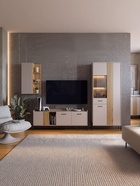 Гостиная под телевизор «Доминика К4», 2820×350×1950 мм, цвет кашемир/дуб крафт золотой - Фото 16