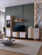 Гостиная под телевизор «Доминика К3», 2620×350×1950 мм, цвет кашемир/дуб крафт золотой - Фото 1