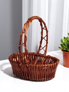 Корзина плетёная для хранения, лоза, овальная, коричневая, набор 5 шт. - фото 43203201